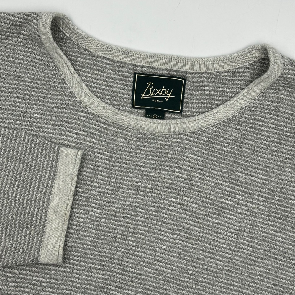 Bixby Nomad Sweater Silver Heather Mens XXL Textured Knit Pullover EUC